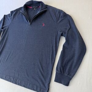 U.S. Polo Assn Women's 1/4 Zip Pullover Large Blue Preppy Casual Layer